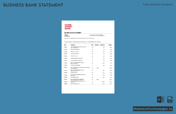 Russia Home Credit Firmenkontoauszug (Word- und PDF-Beispiel)